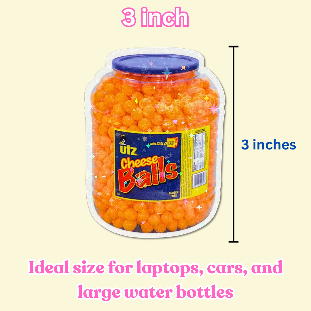 Cheese Ball Holographic Sparkle Vinyl Sticker