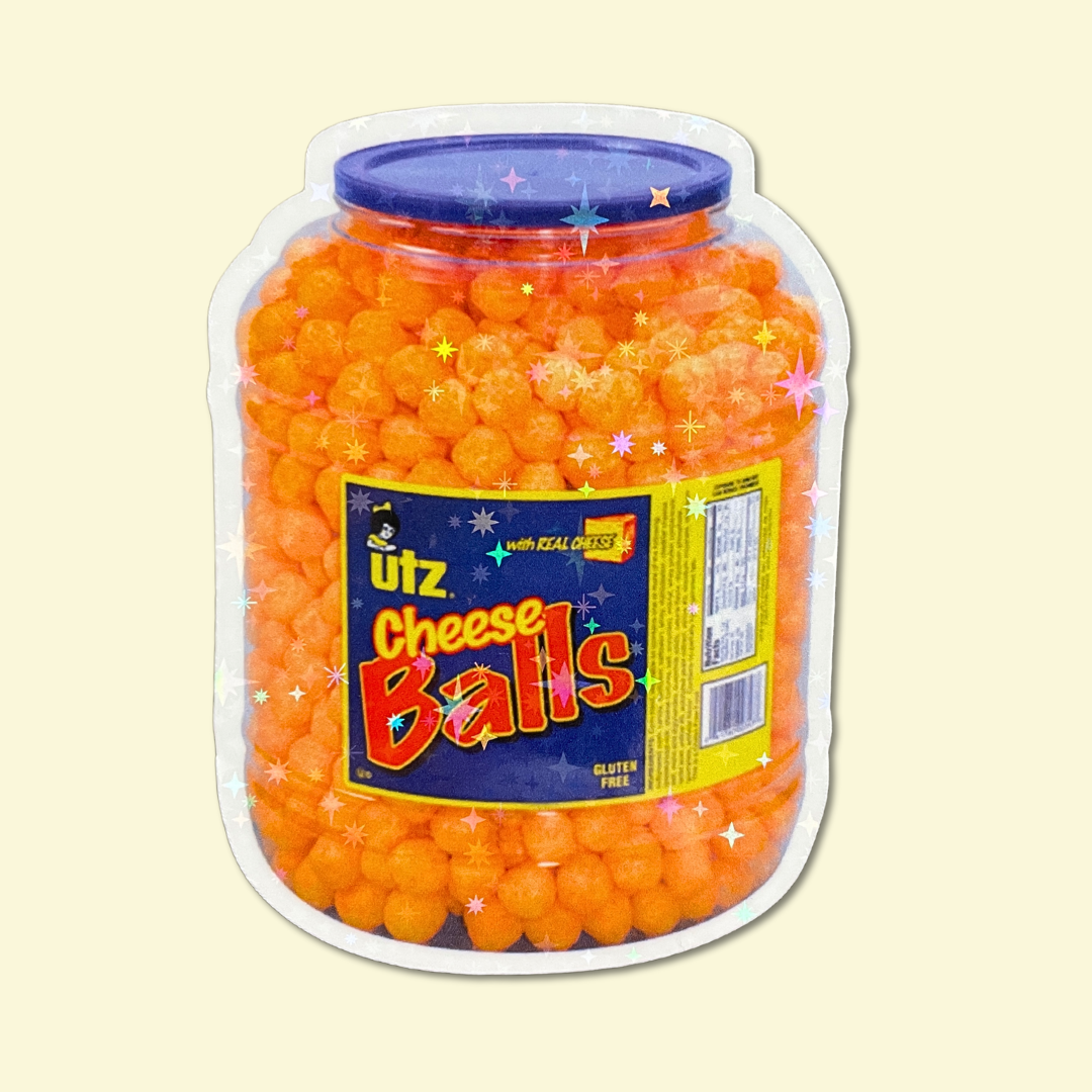 Cheese Ball Holographic Sparkle Vinyl Sticker