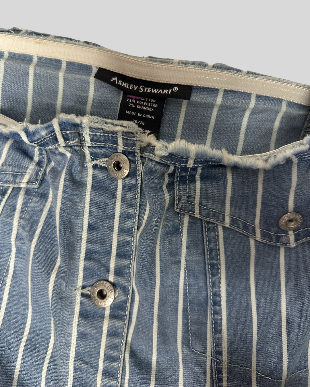 Ashley Stewart Denim Cold Shoulder Stripe Top (26/28)