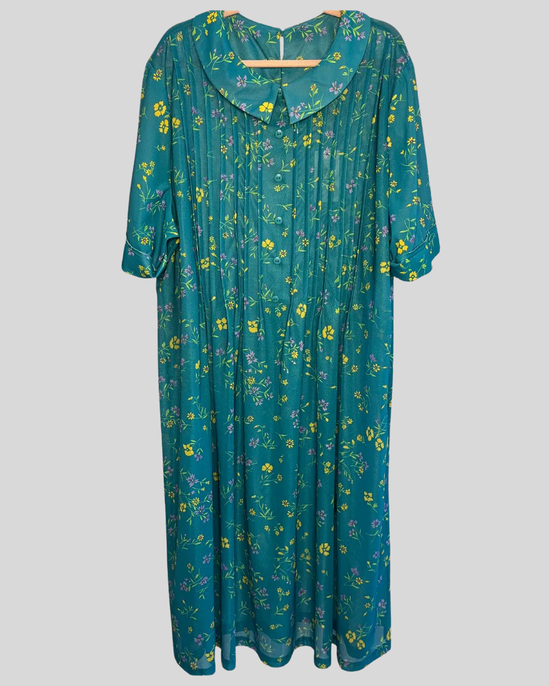 Vintage Roamans Teal & Yellow Floral Dress (4X/5X)