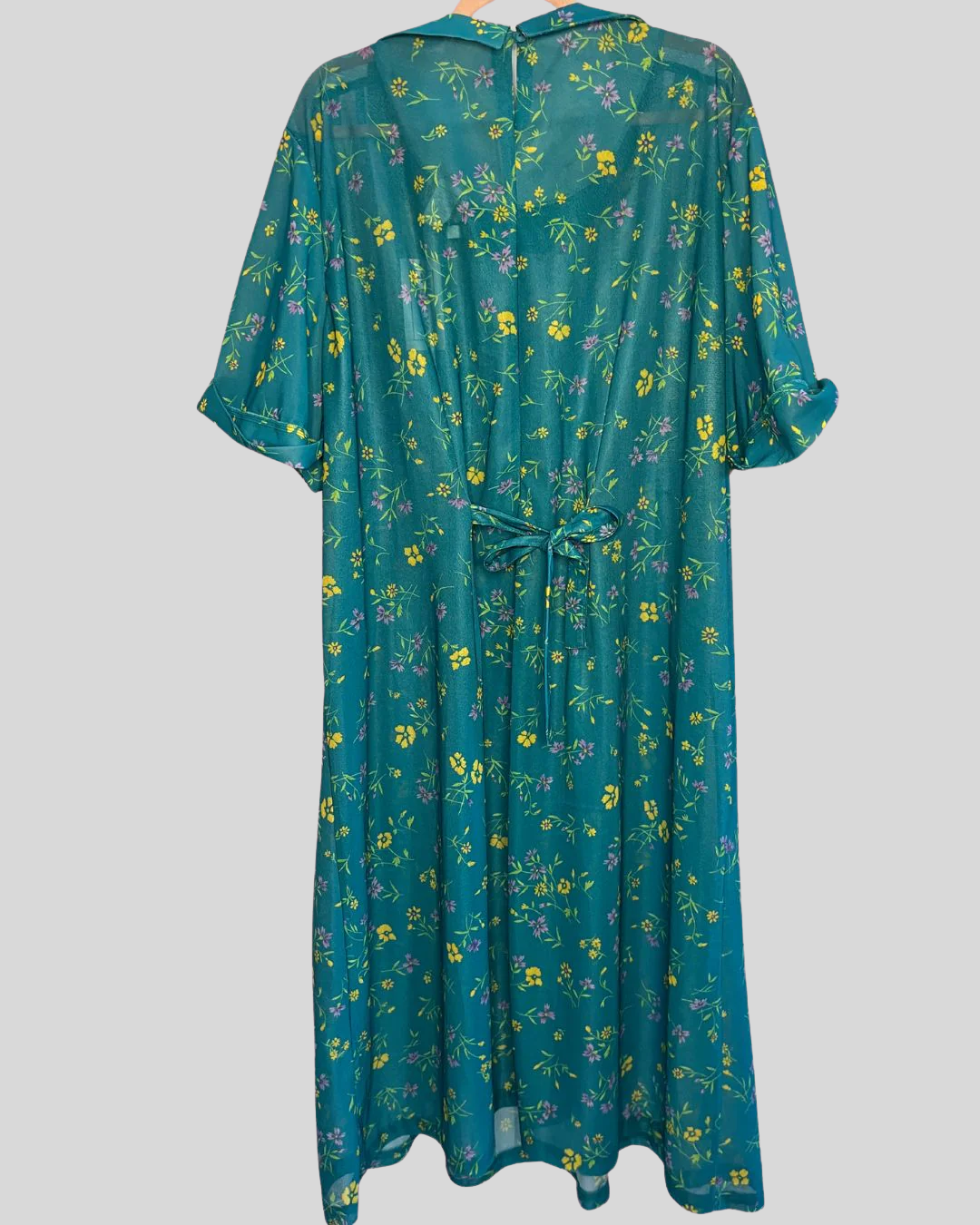 Vintage Roamans Teal & Yellow Floral Dress (4X/5X)