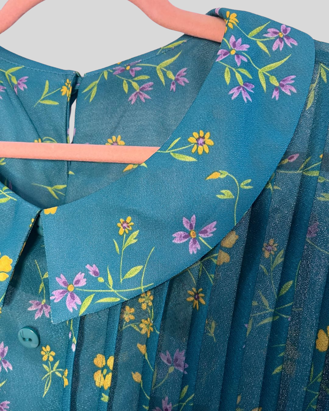 Vintage Roamans Teal & Yellow Floral Dress (4X/5X)