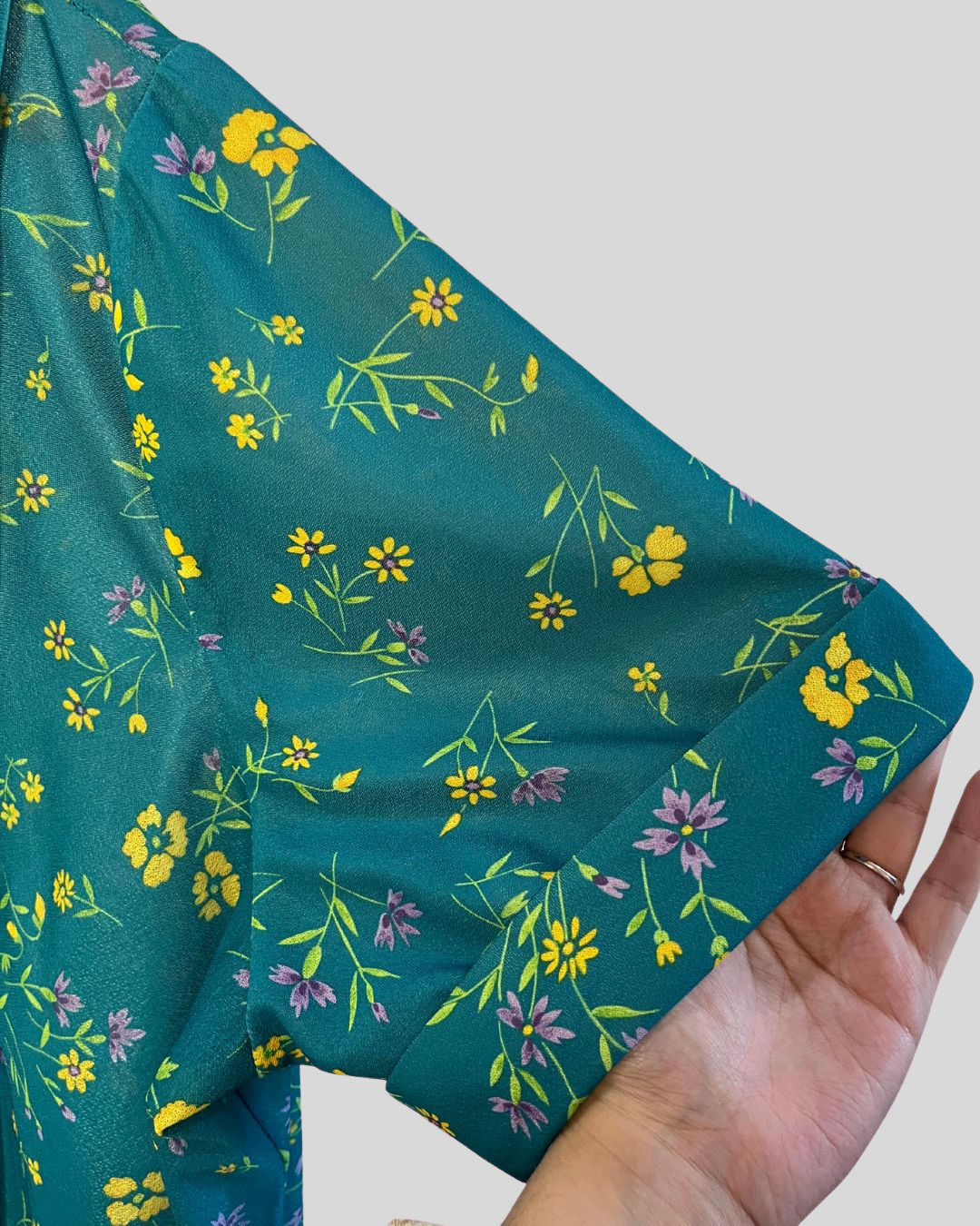 Vintage Roamans Teal & Yellow Floral Dress (4X/5X)