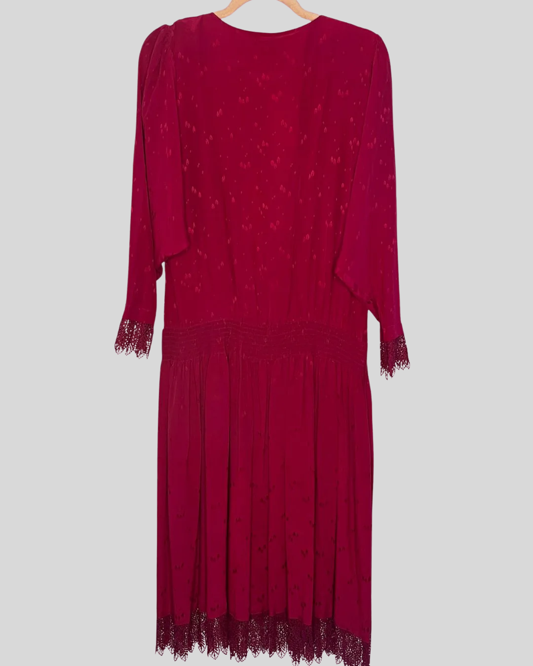 Vintage Nicole Miller Silk Lace Trim Dress in Fuschia (1X)