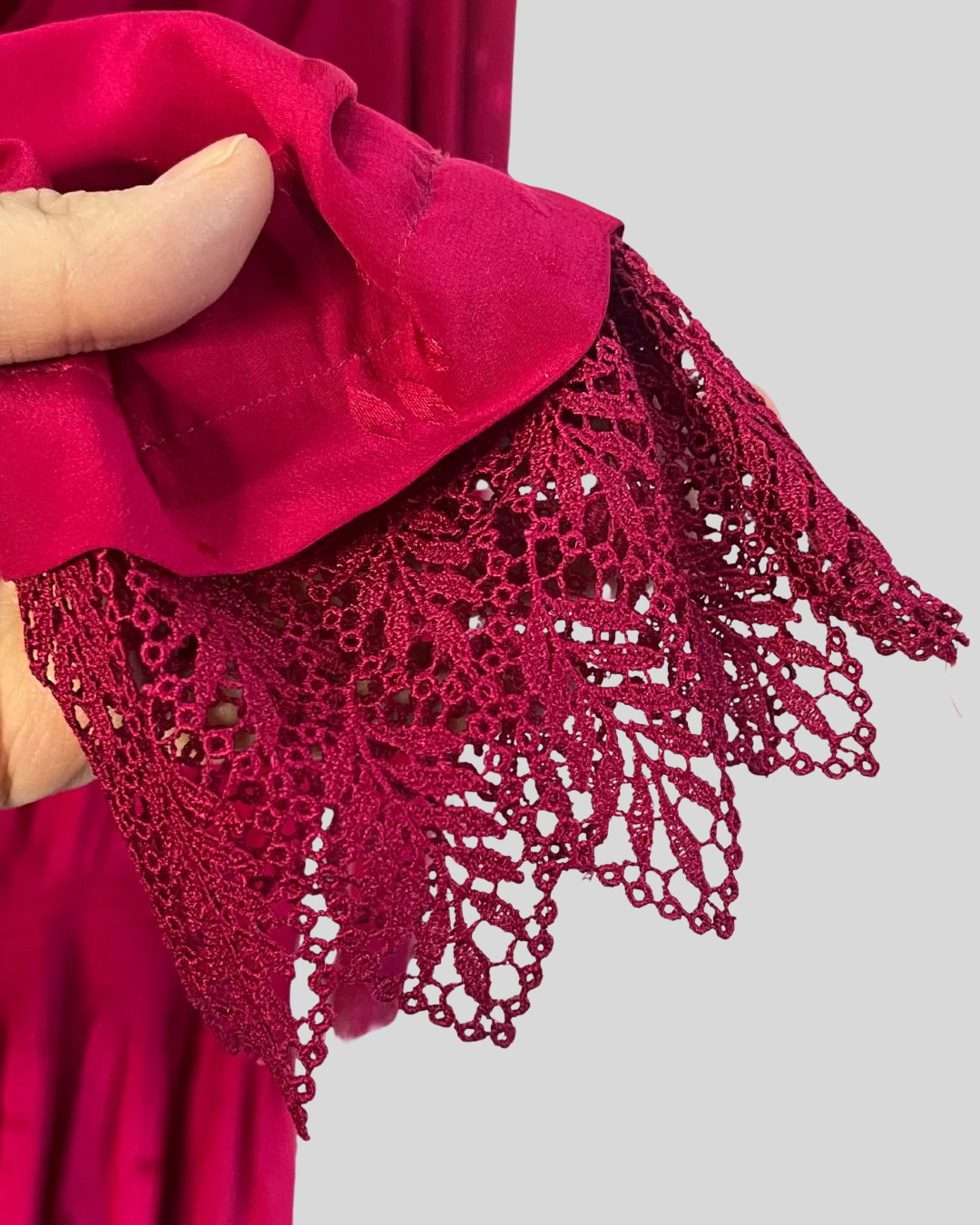 Vintage Nicole Miller Silk Lace Trim Dress in Fuschia (1X)