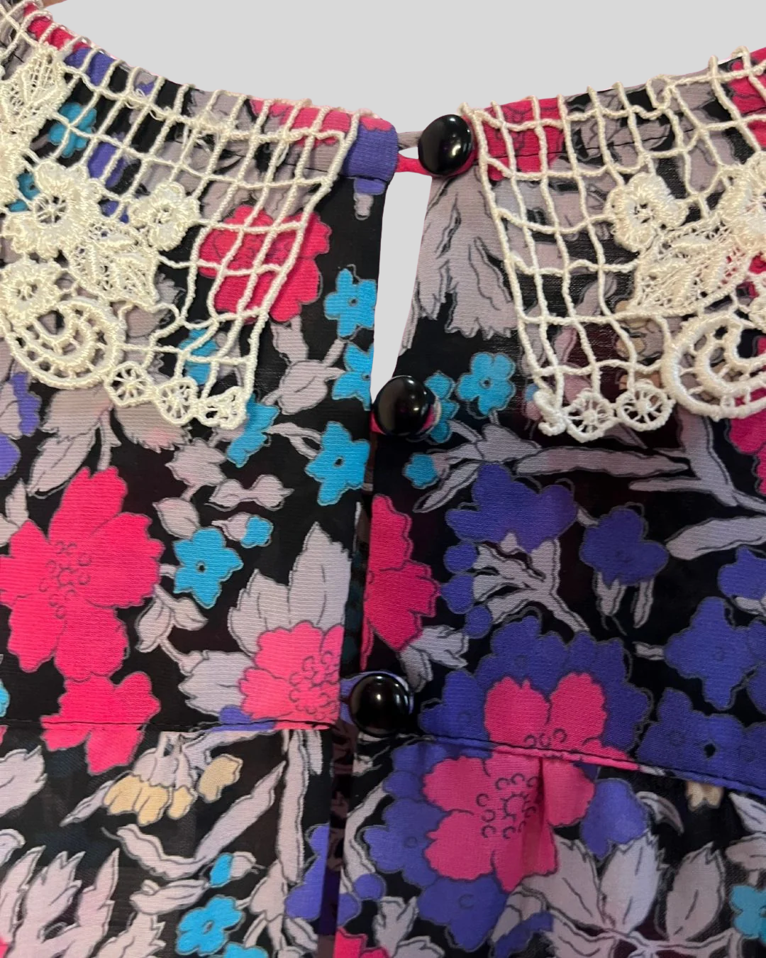 80s Ms Chaus Purple Floral Lace Collar Dress (1x/2x)