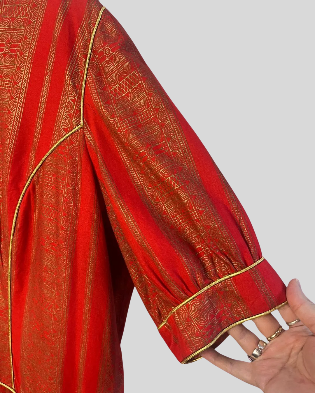 Handmade Vintage Red & Gold Dress (2x/3x)