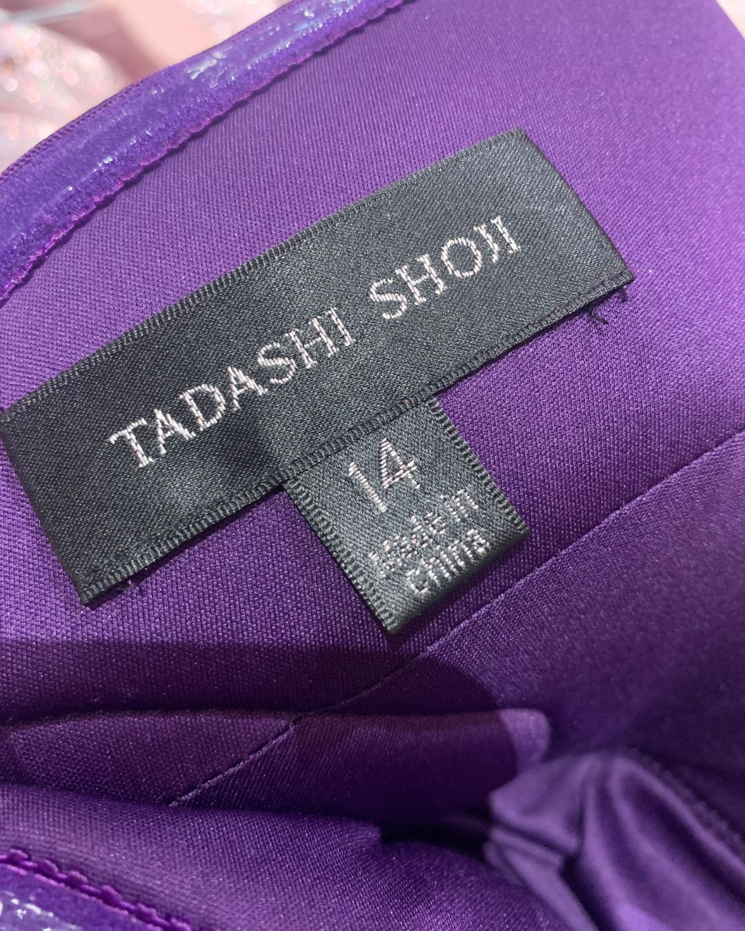 Tadashi Shoji NWT Plum Purple Conley Velvet Taffeta Ruffle Rosette Strapless Gown