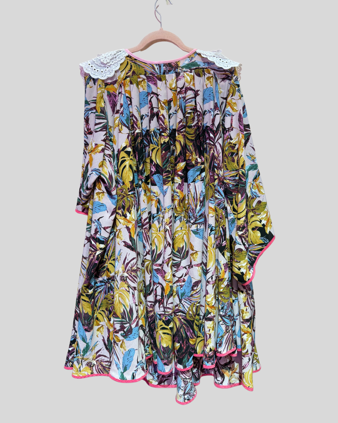 Unbranded Reworked Multicolor Floral Full Dress with Lace Collar (Up to 4/5X)