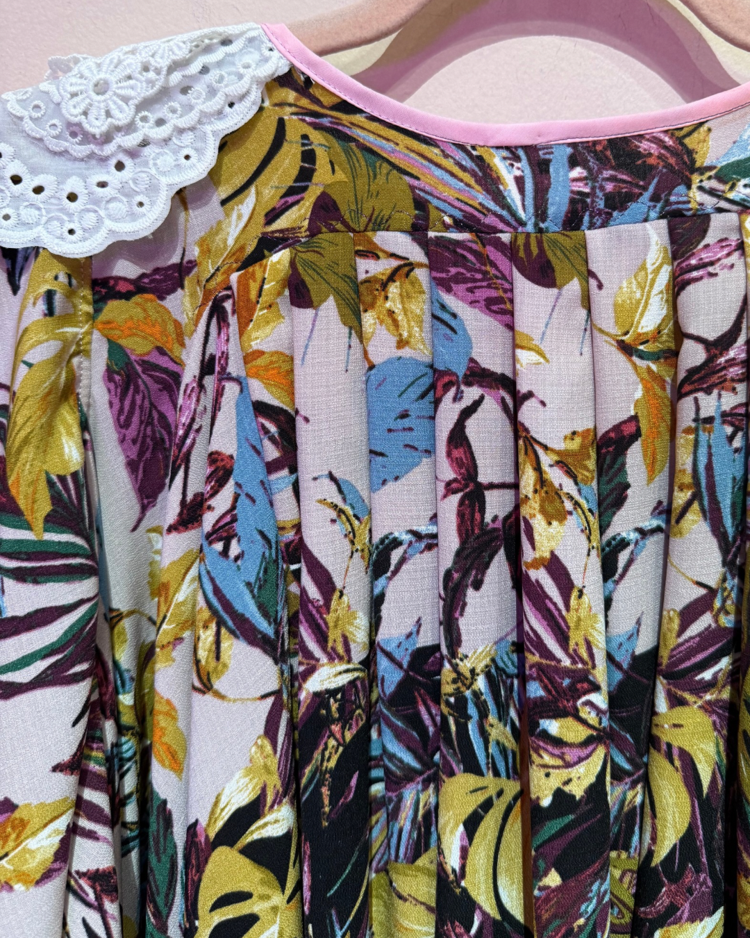 Unbranded Reworked Multicolor Floral Full Dress with Lace Collar (Up to 4/5X)