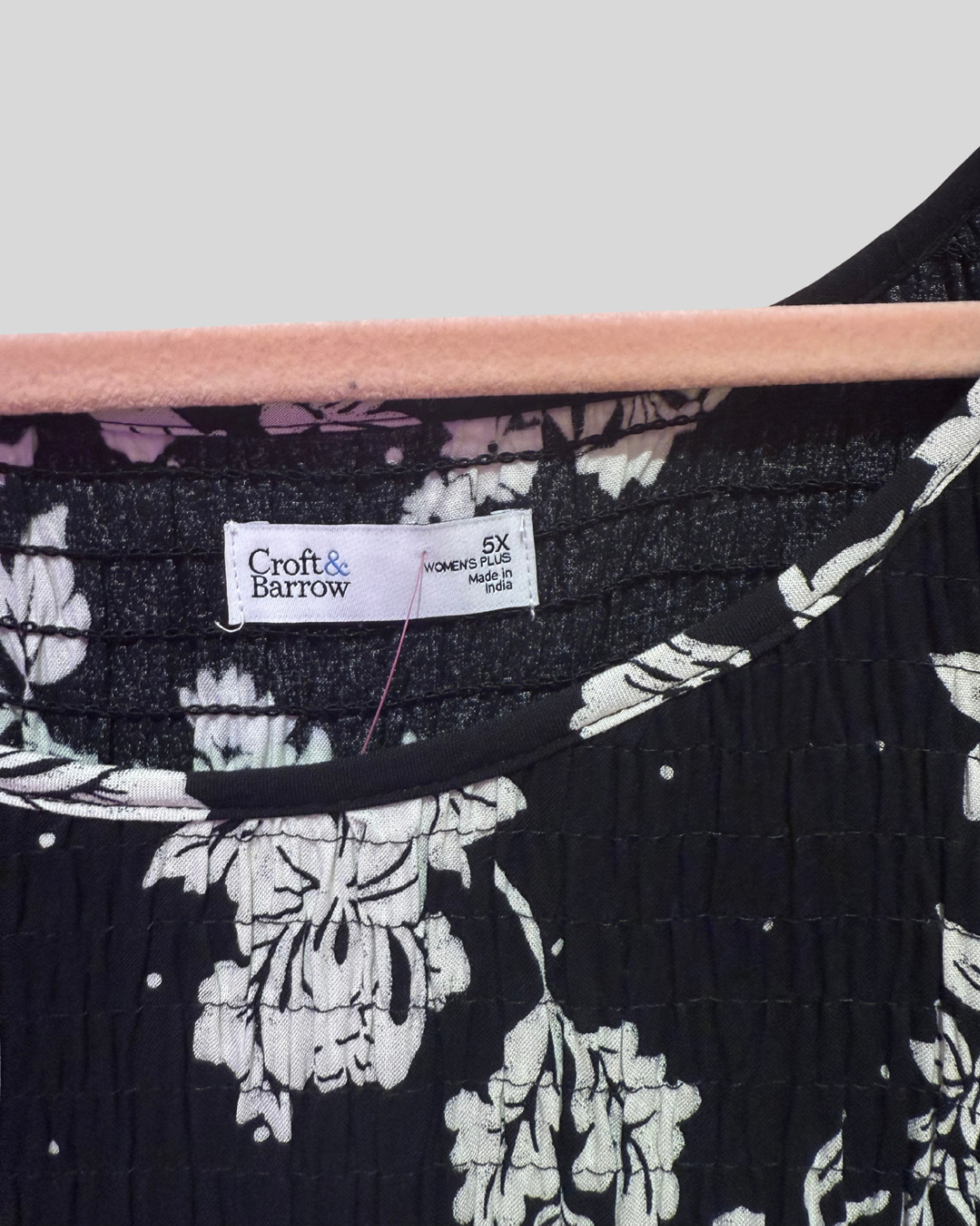 Croft & Barrow NWT Black and White Floral Smocked Maxi Dress (5X)