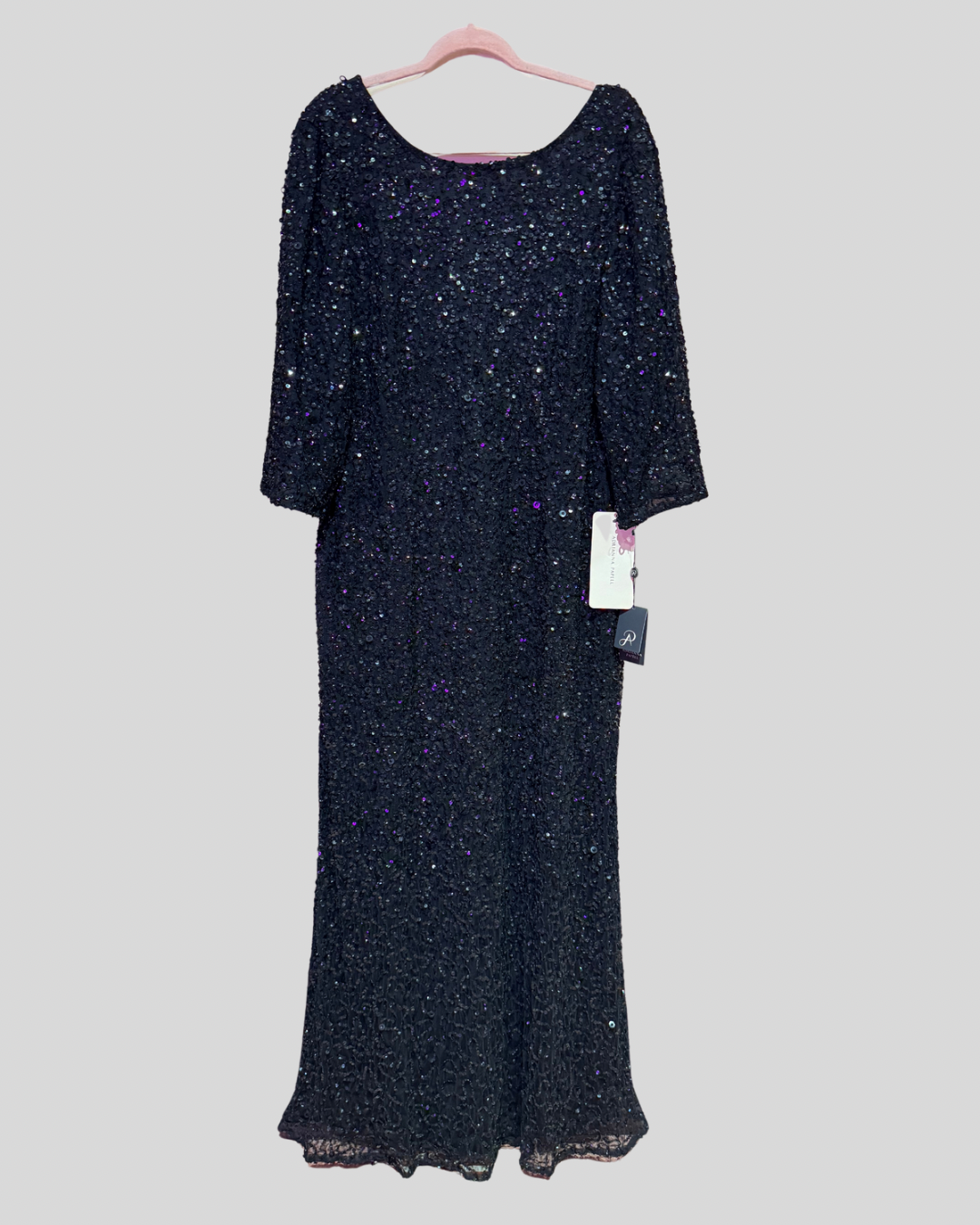 Adrianna Papell NWT Black Sequin Gown (22)