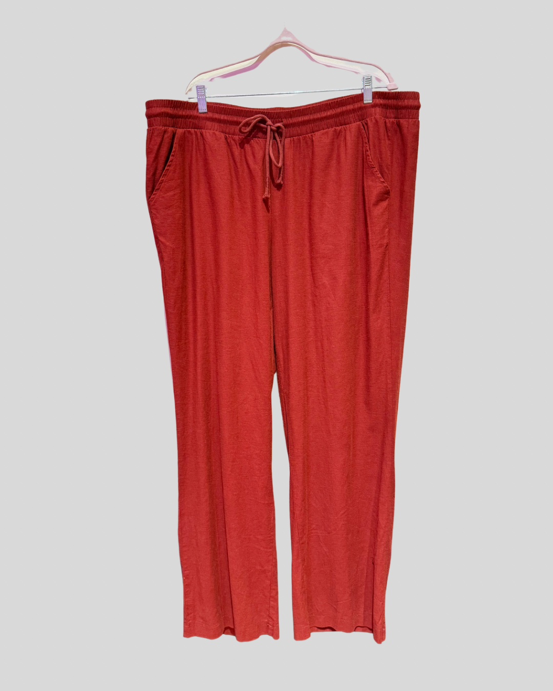 Torrid NWT Rust Red Drawstring Linen Blend Pants (3T)