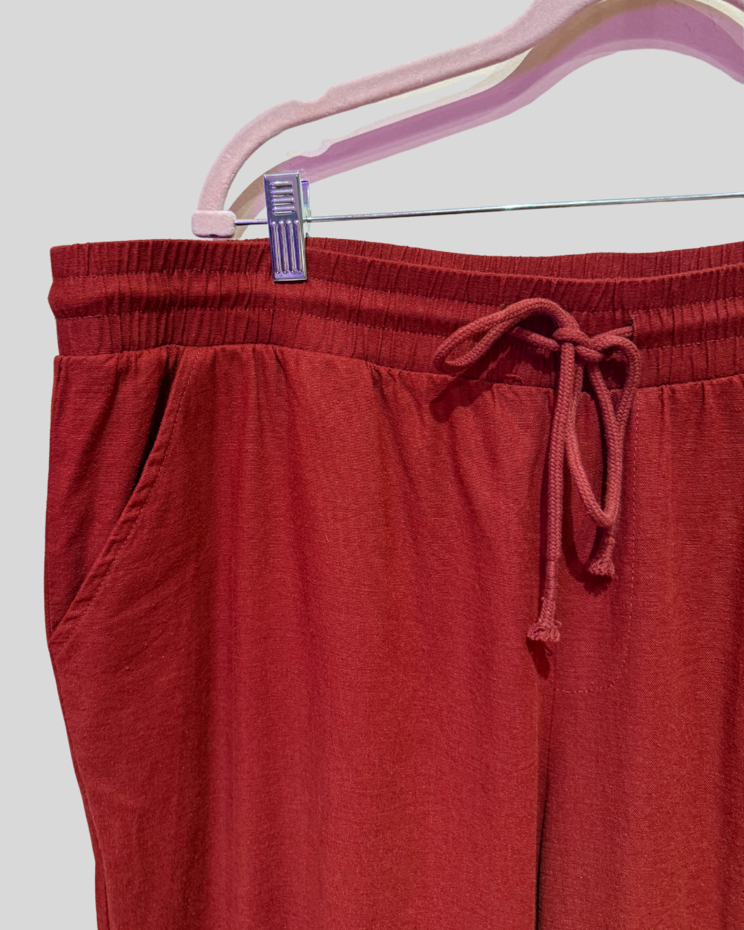 Torrid NWT Rust Red Drawstring Linen Blend Pants (3T)