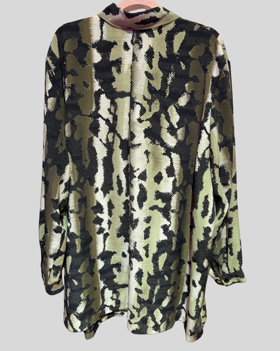 Vintage Top Notch Green Snake Print Button Down Top (2X fits 4X)