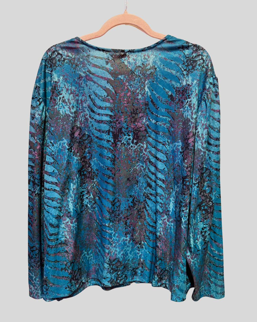 Vintage Roamans Teal Printed Button Down Top (4X)