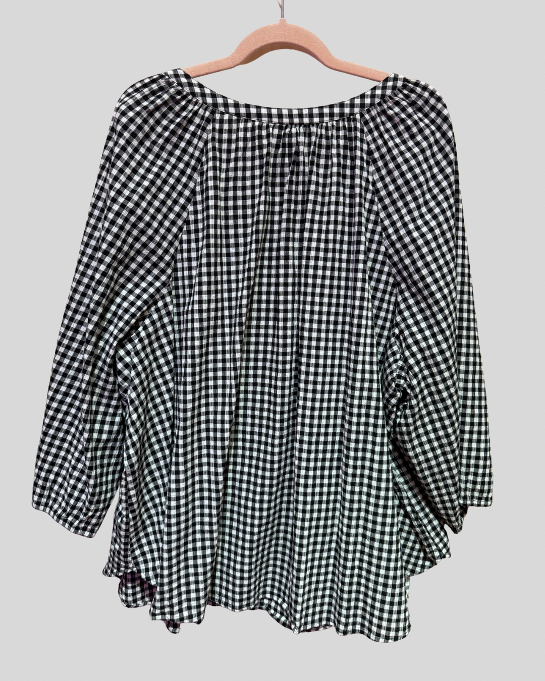 Catherines 100% Cotton Black and White Gingham Check Top (4X)
