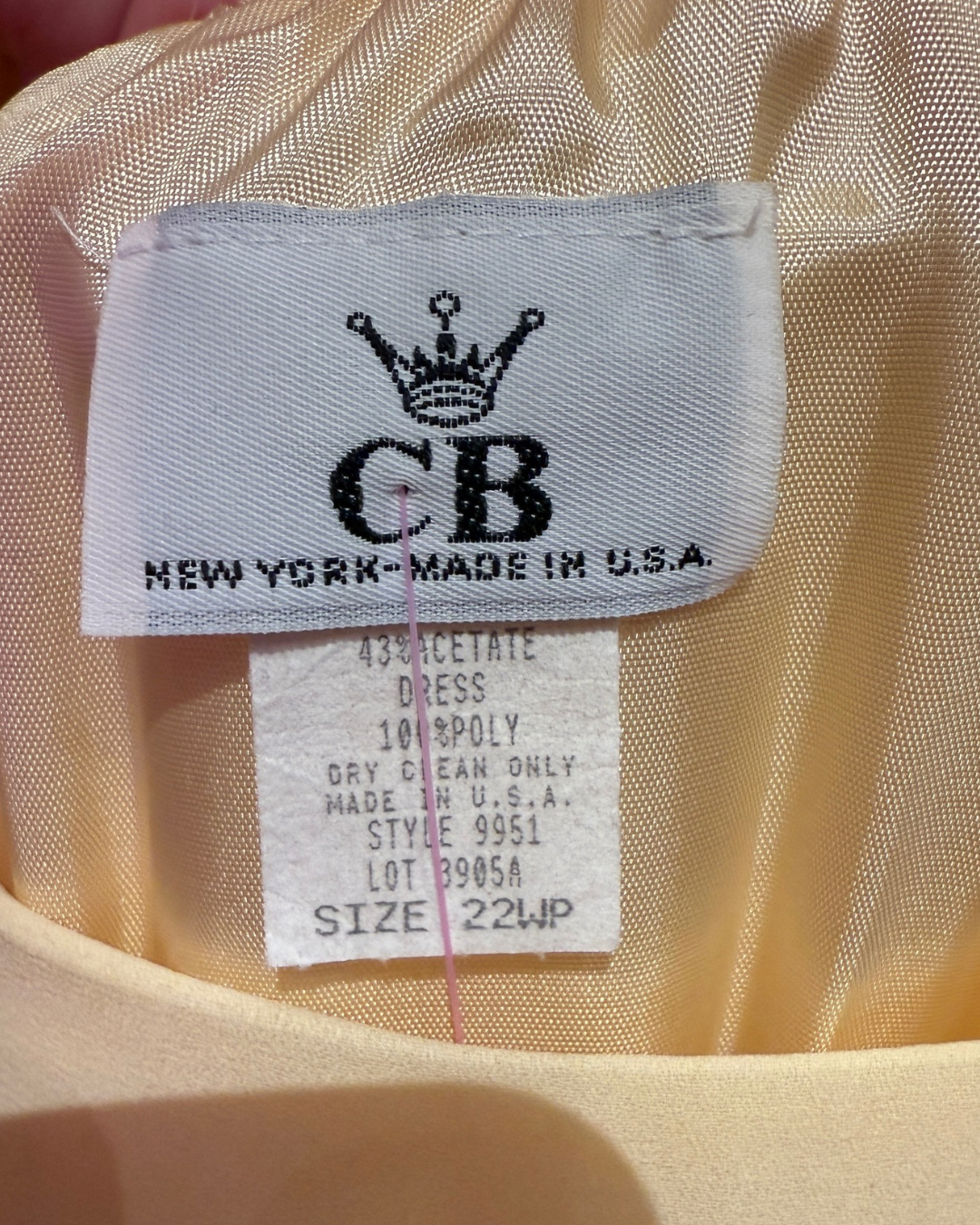 Vintage CB NWT Butter Yellow Pleated Chiffon Dress (22)