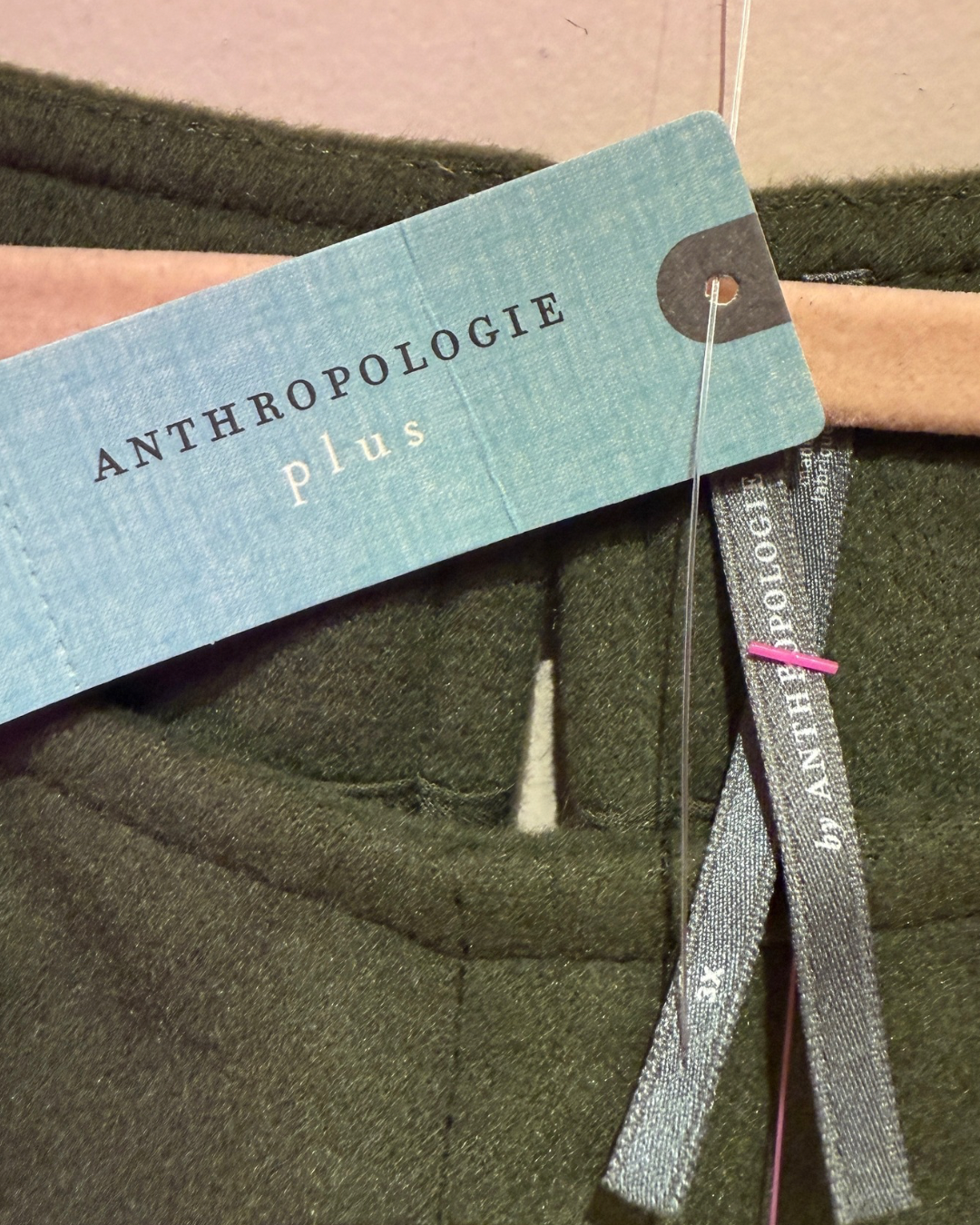 Anthropologie NWT Olive Green Fleece and Faux Leather Dress (3X)
