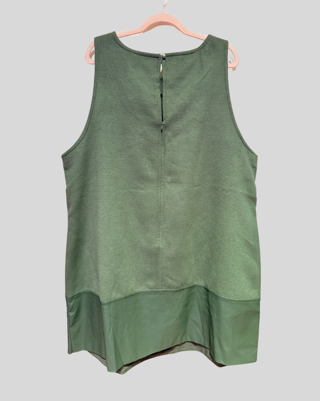 Anthropologie NWT Olive Green Fleece and Faux Leather Dress (3X)
