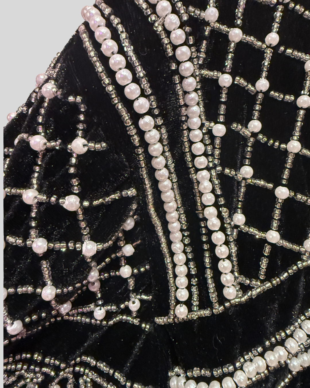 Pretty Little Thing Black Velvet Beaded Pearl Duster Jacket (22)