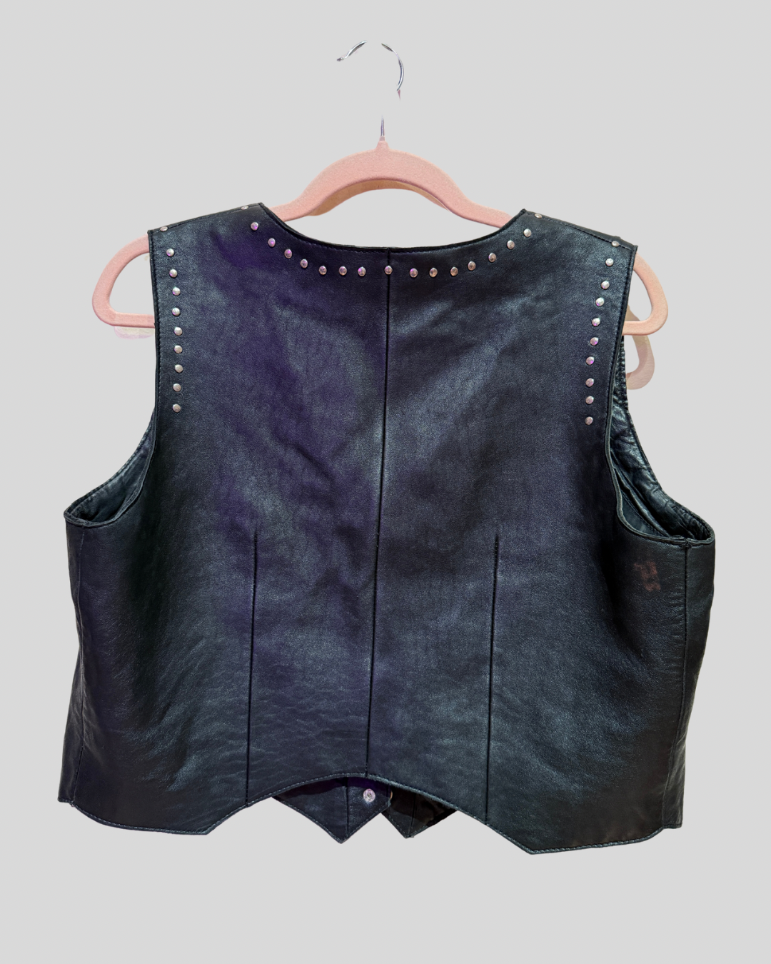 Bikers Dream Apparel Black Leather Studded Vest (Fits XL)