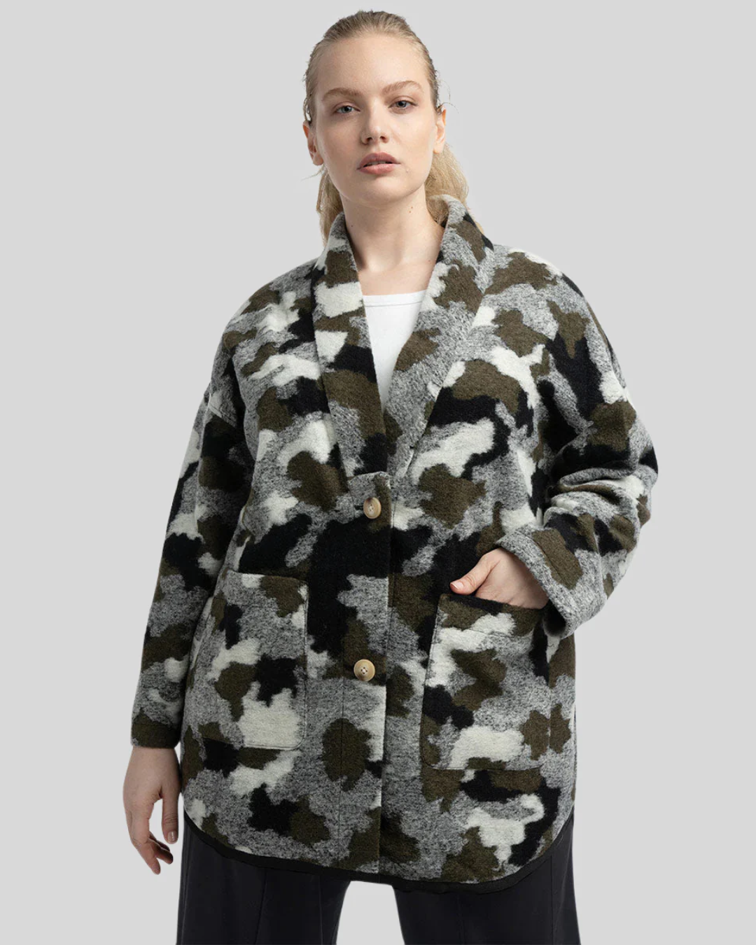 See Rose Go Camo Cardigan (3X & 4X)