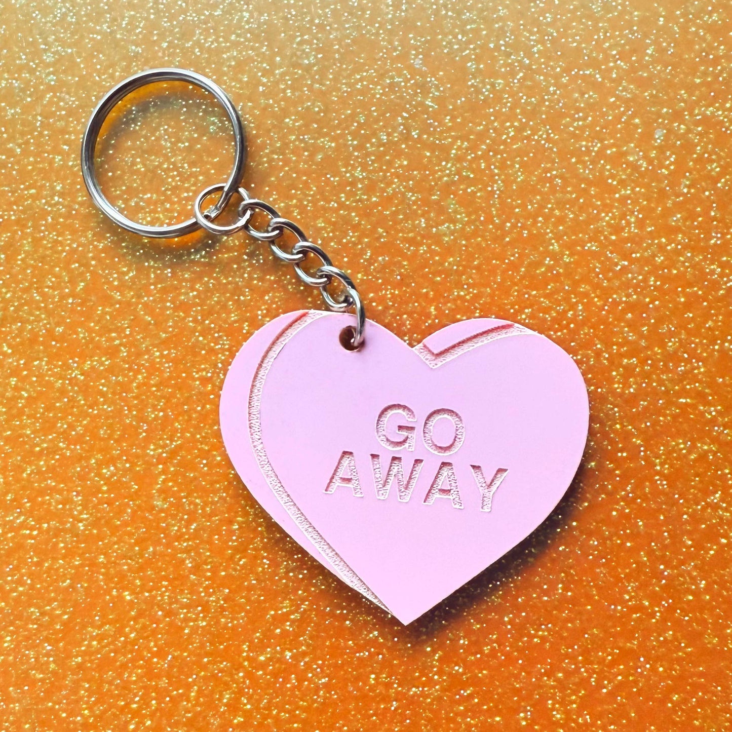 Heart Candy GO AWAY Keychain: Yellow