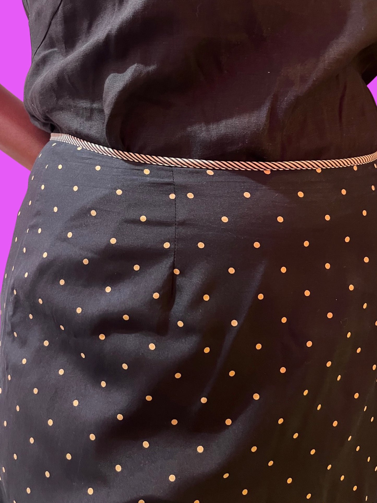 Silk Dotted Midi Skirt