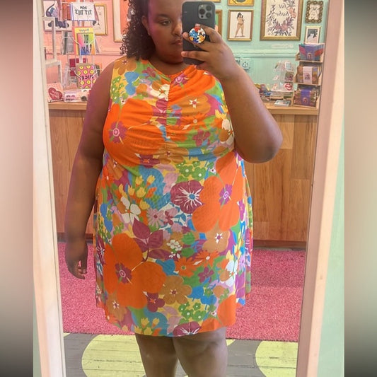 WRAY NWT Ashberry Kokomo Orange Floral Mini Dress Plus Size 6XL (fits 4x/5x)