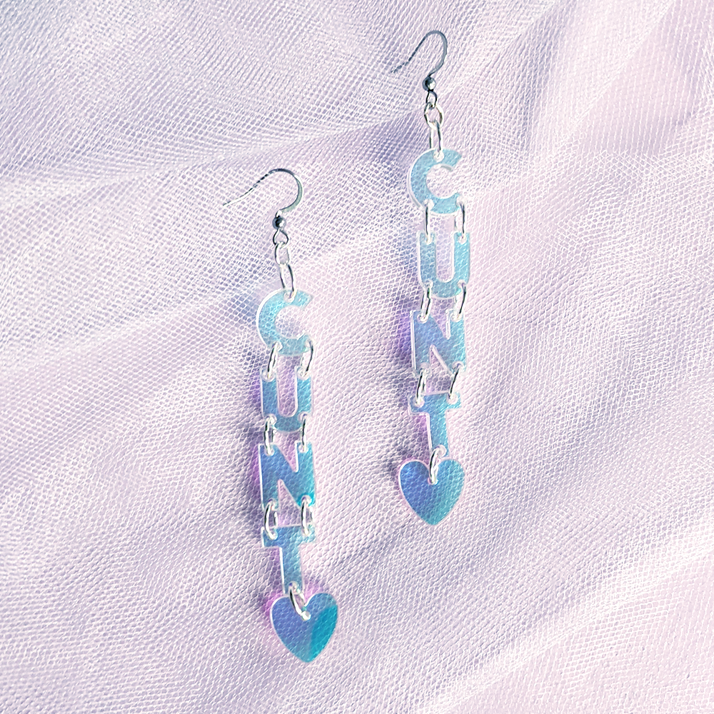 Cookie Smut - CUNT earrings - Iridescent