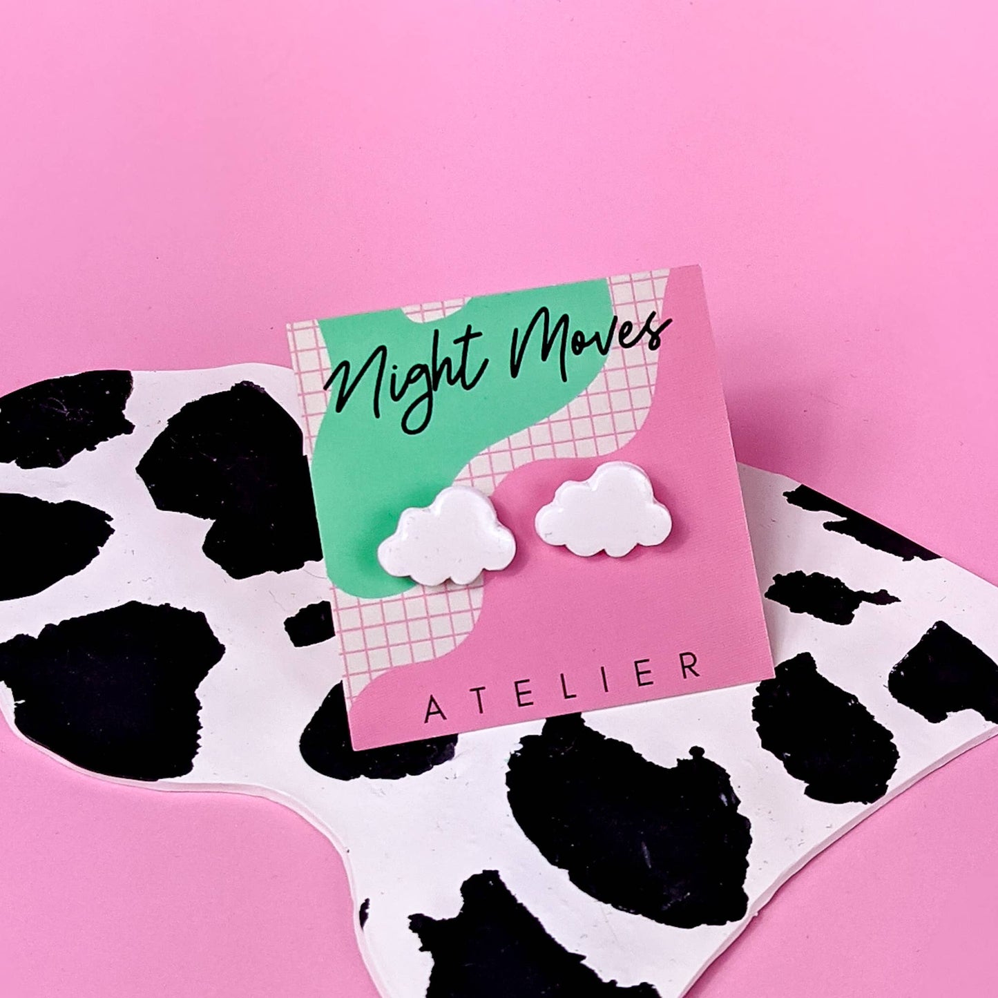 Night Moves Atelier - Polymer Clay Mini Stud Earrings in Cloud Babe