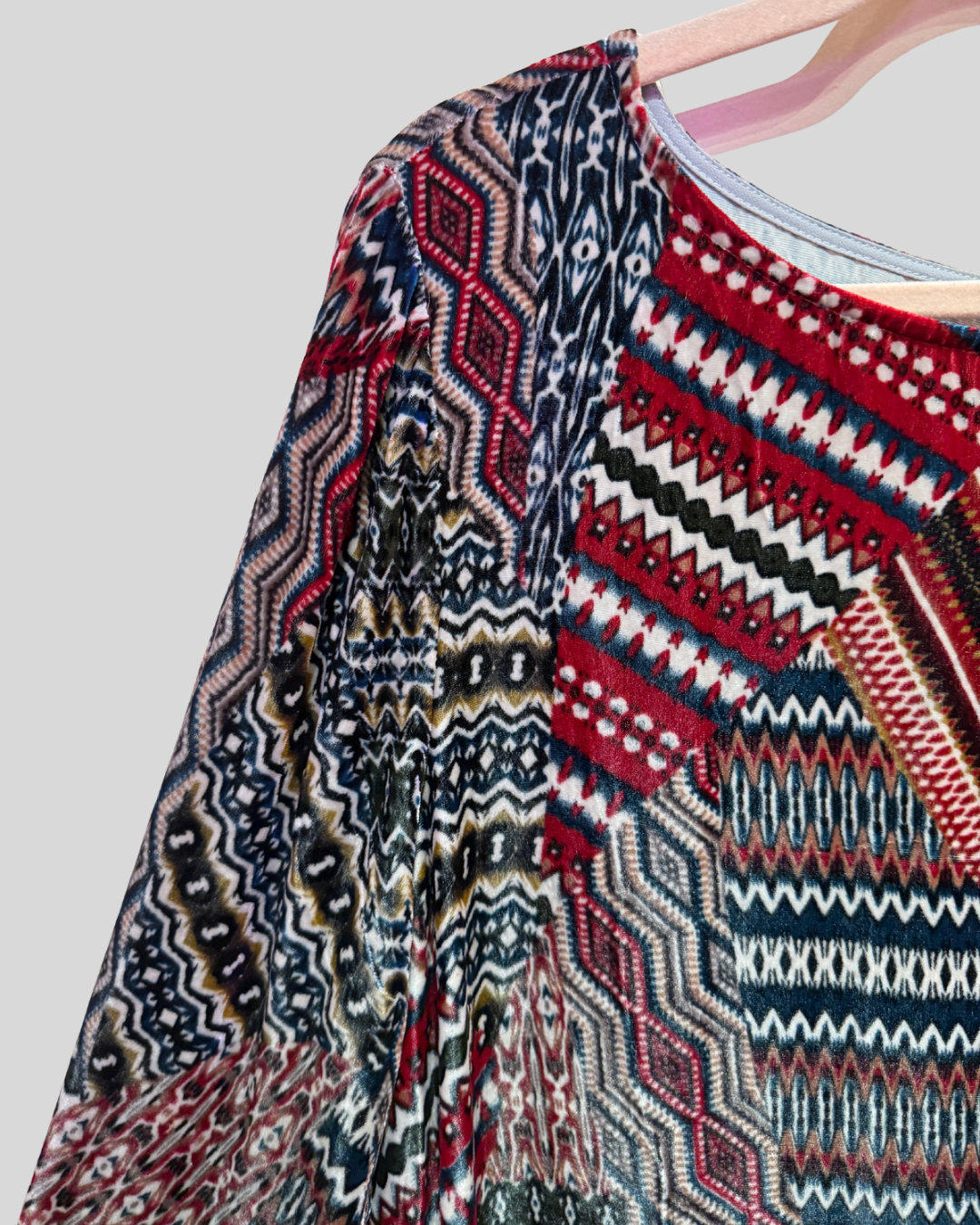 Sundance Red Multicolor Patchwork Pattern Velvet Dress (16)