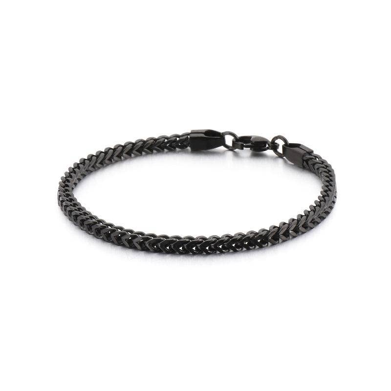 Man Stainless Steel Double Layer Cuban Chain Bracelet -MJ/BC: Golden / 3mm * 20mm