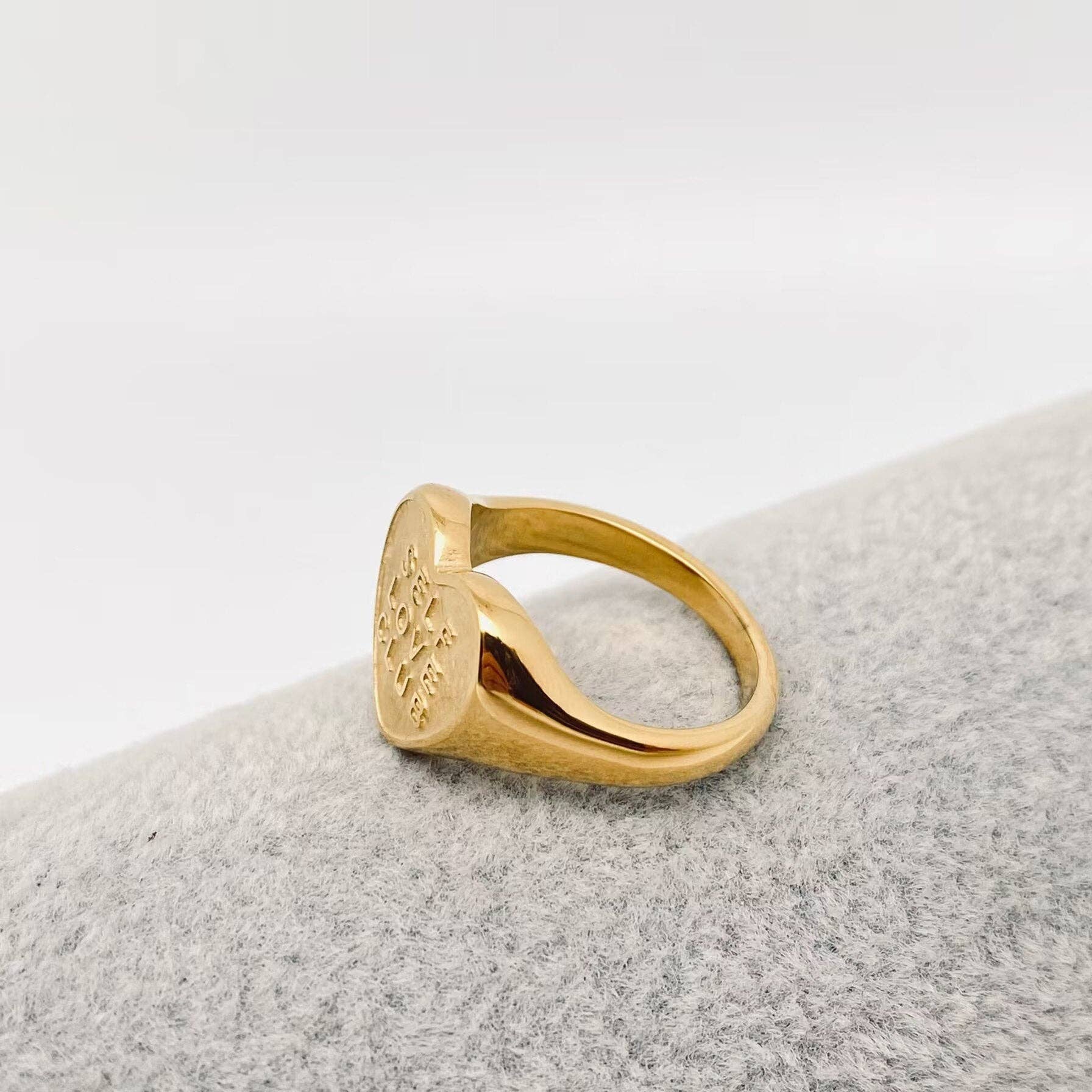 "SELF LOVE CLUB" Heart Shaped 18K Gold Plated Rings - FGS: 8