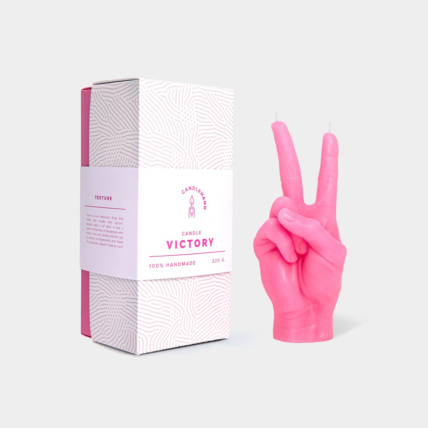 Original CandleHand "Peace" Candle - Lifesize & Full Detail: Pink