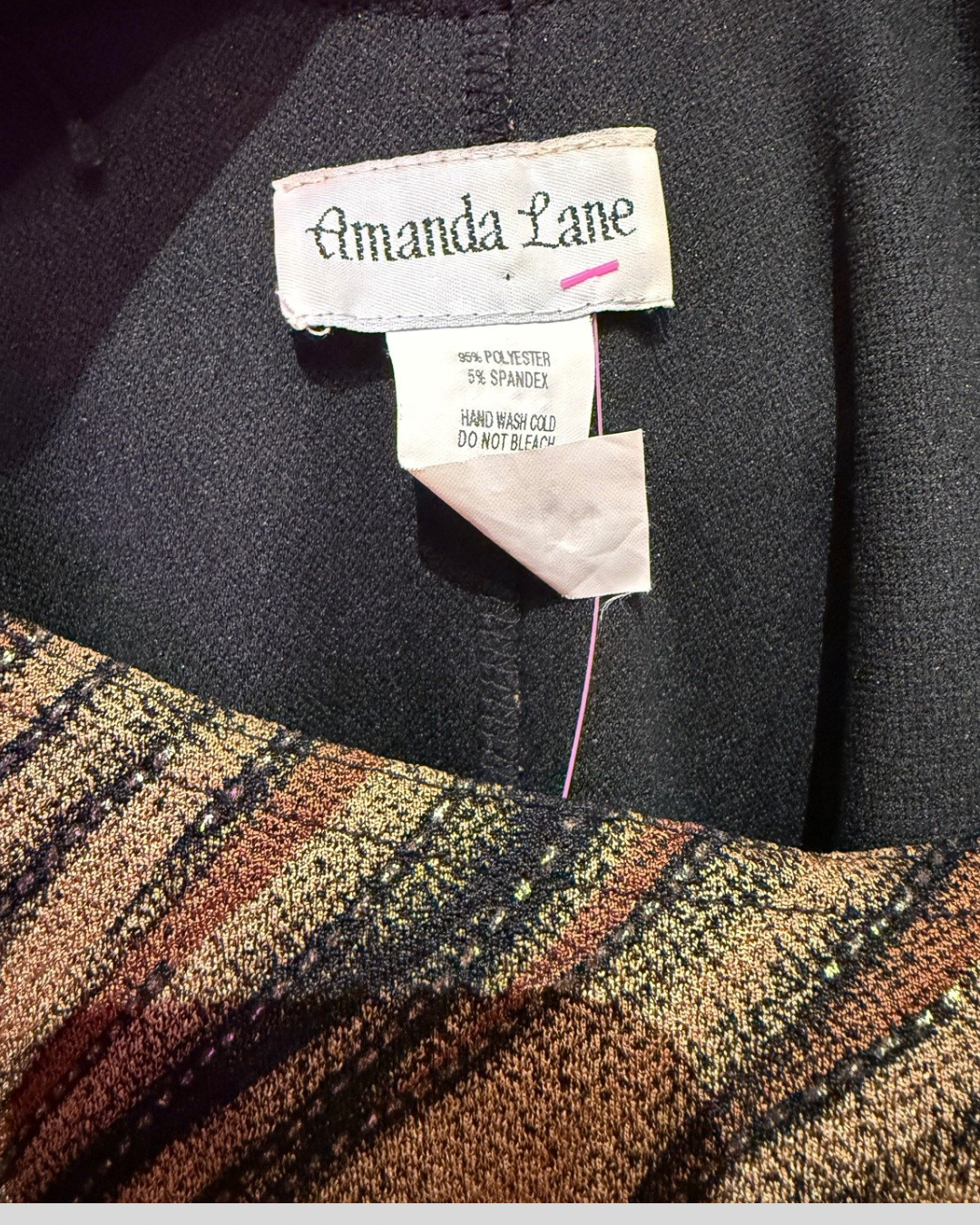 Vintage Amanda Lane Brown and Tan Animal Stripe Dress (22)