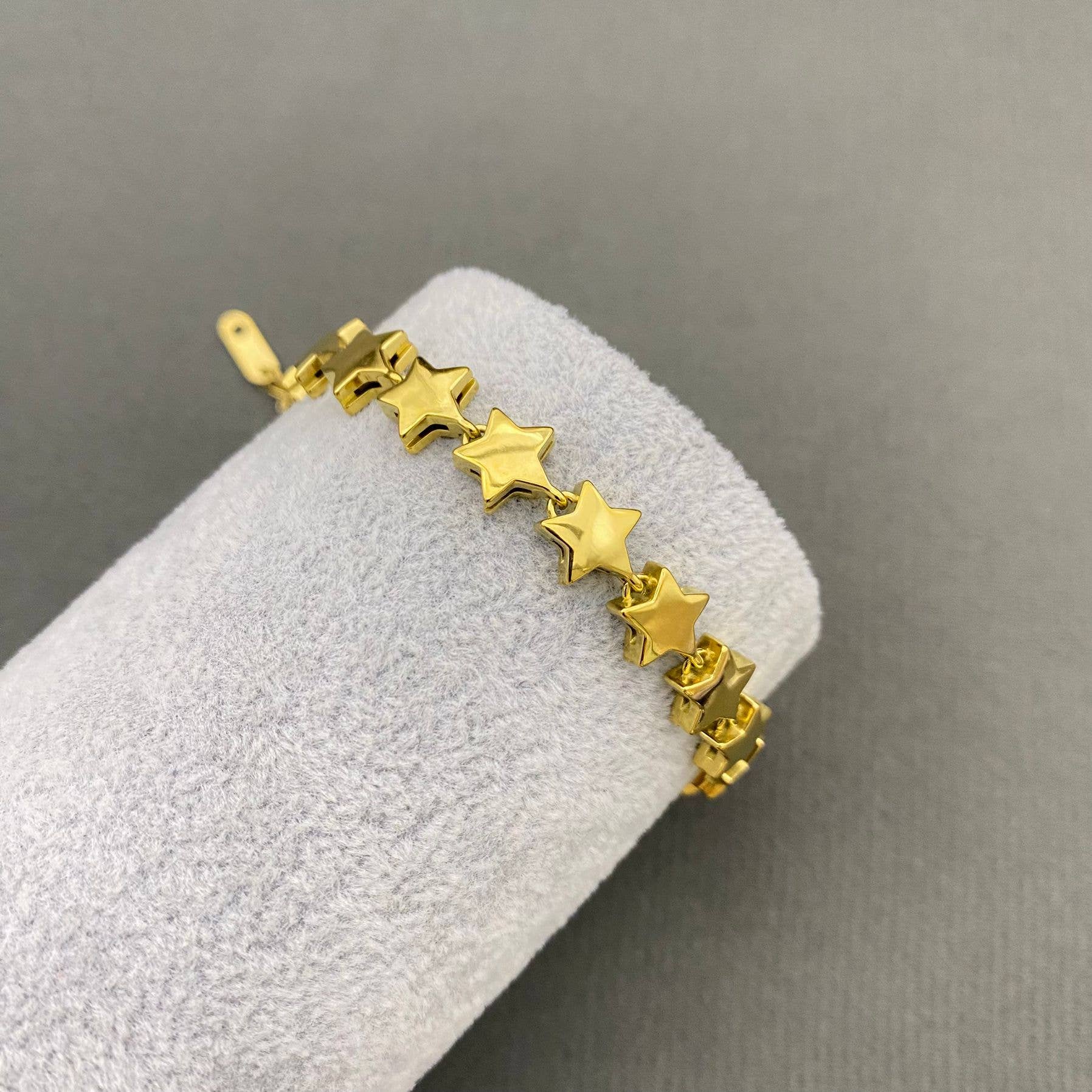18K Gold Plated S.Steel Glossy Star linked Bracelet - FGS/MS
