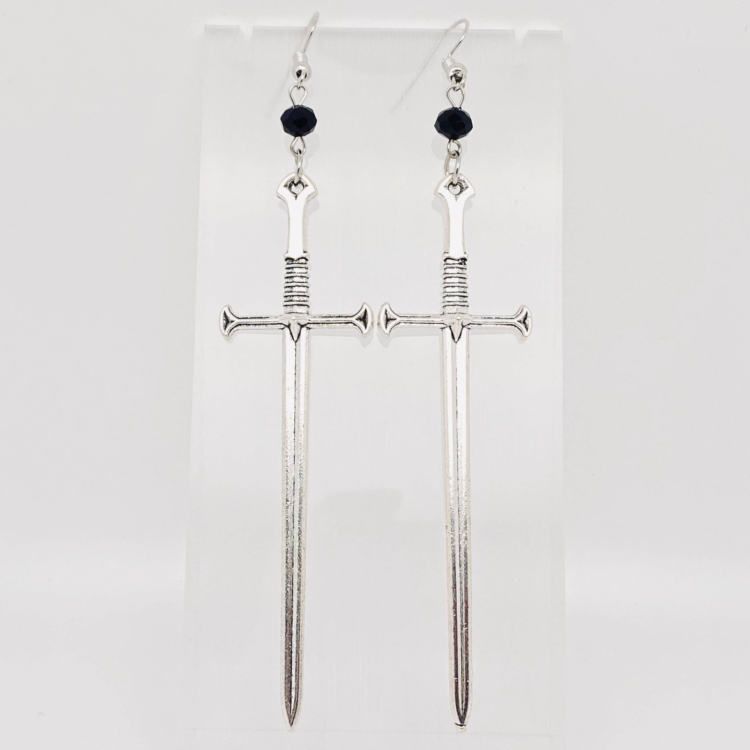 Creative Silver Sword Pendant Earrings - GT: CH1424