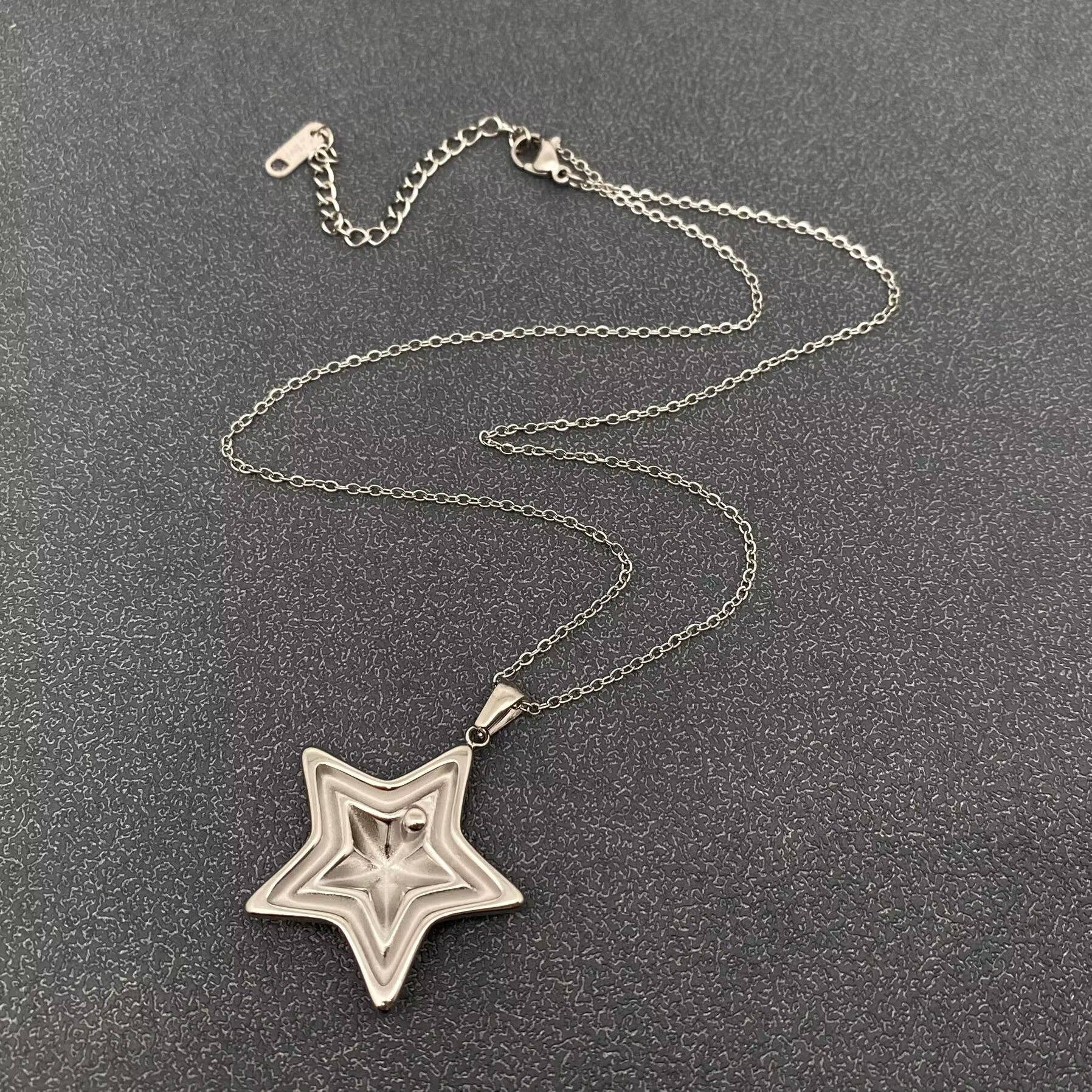 18K Gold Plated S.Steel Two Tone Star charm Necklace - FGS