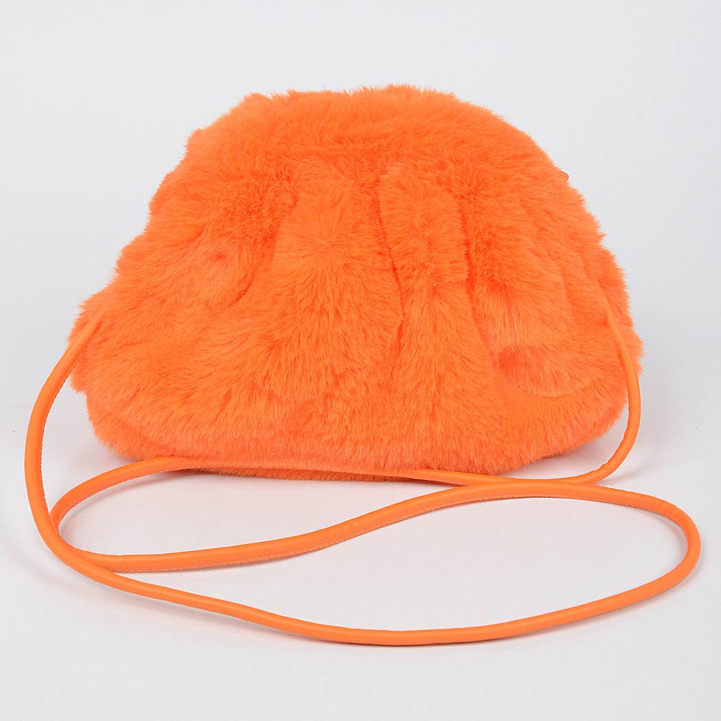 Faux Fur Crossbody Bag: Orange