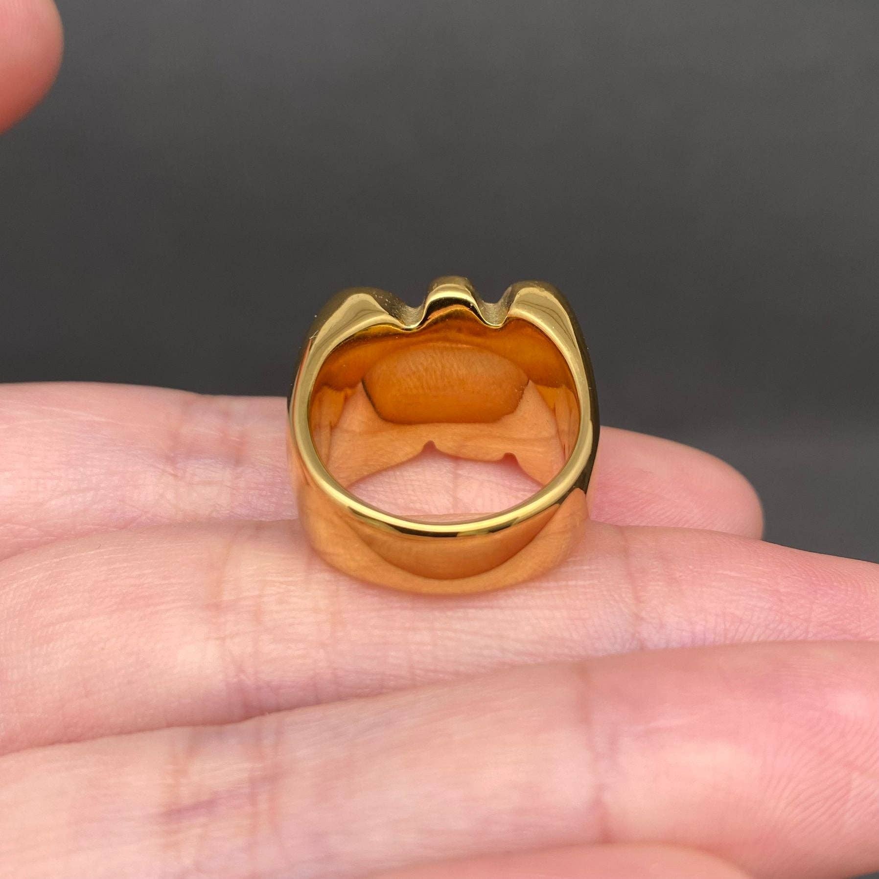 'NO' Glossy 18K Gold Plated Stainless Steel Ring - FGS: Steel color / 8