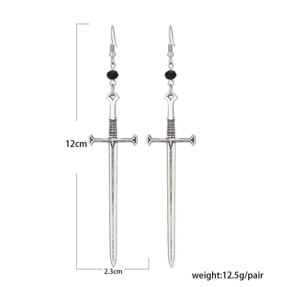 Creative Silver Sword Pendant Earrings - GT: CH1424