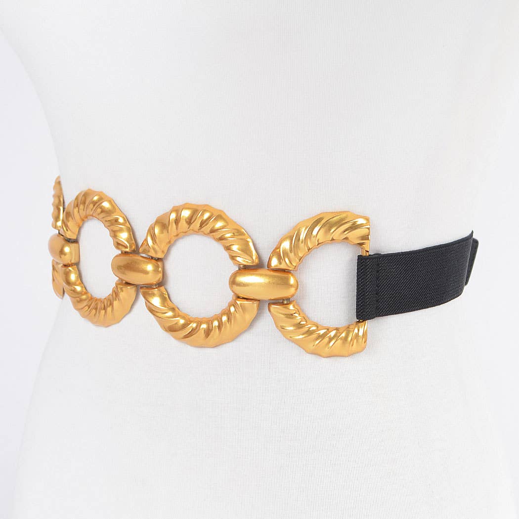 Multi Metal Buckle Elastic Plus Size Belt: BKGD