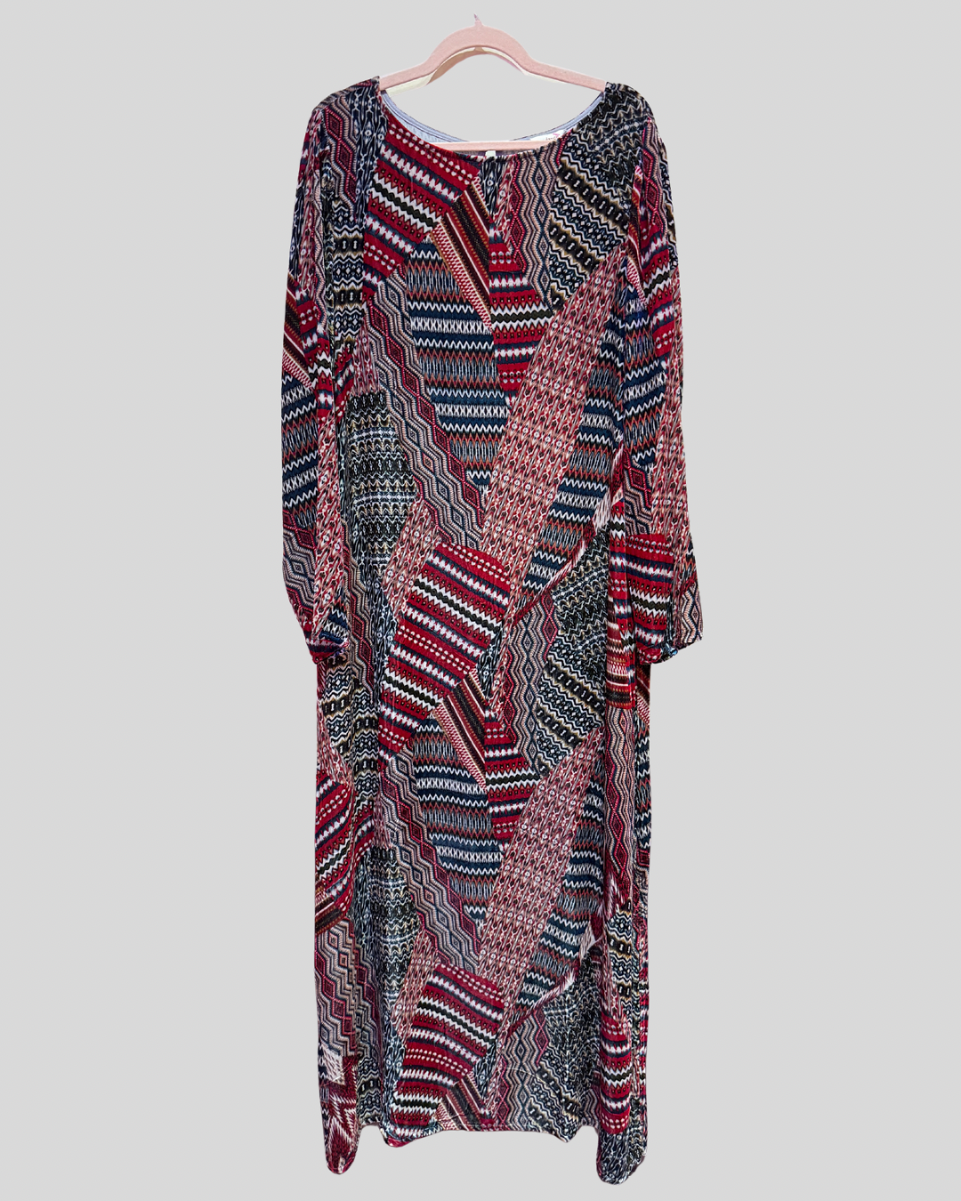 Sundance Red Multicolor Patchwork Pattern Velvet Dress (16)