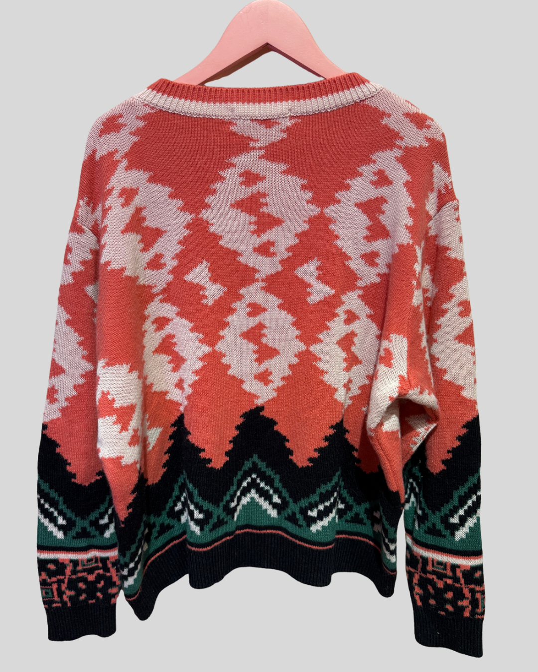 Aldo martins pink & green alpaca wool blend sweater (fits 1X)