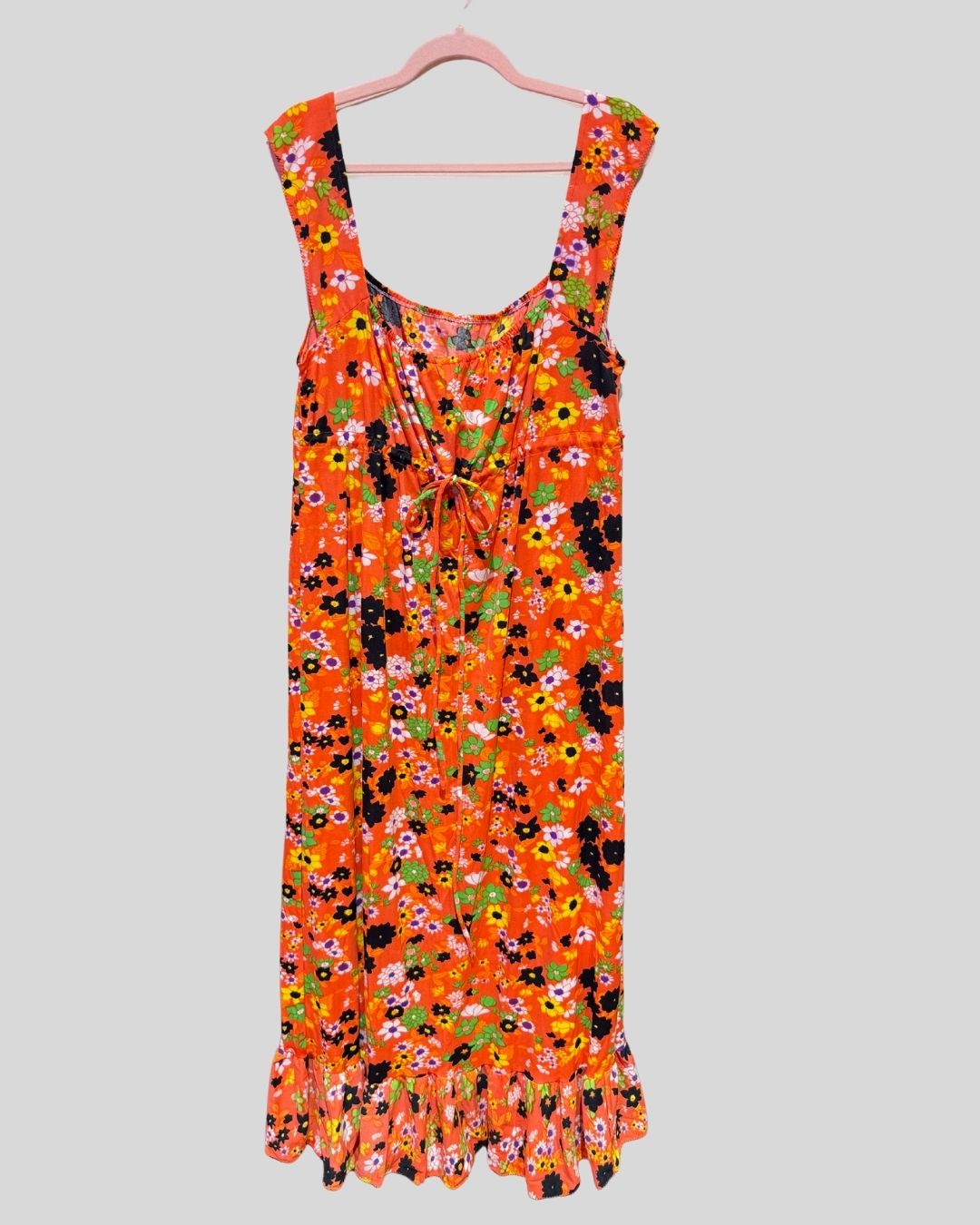 Vintage Handmade orange floral dress (2-3X)