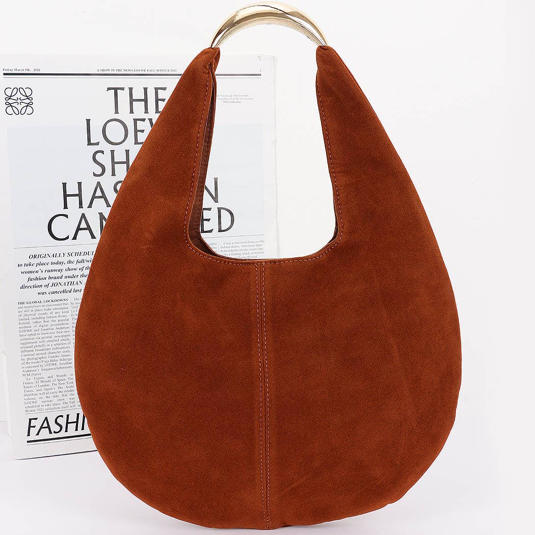 Faux Blk Suede Leather Hobo Bag: BK