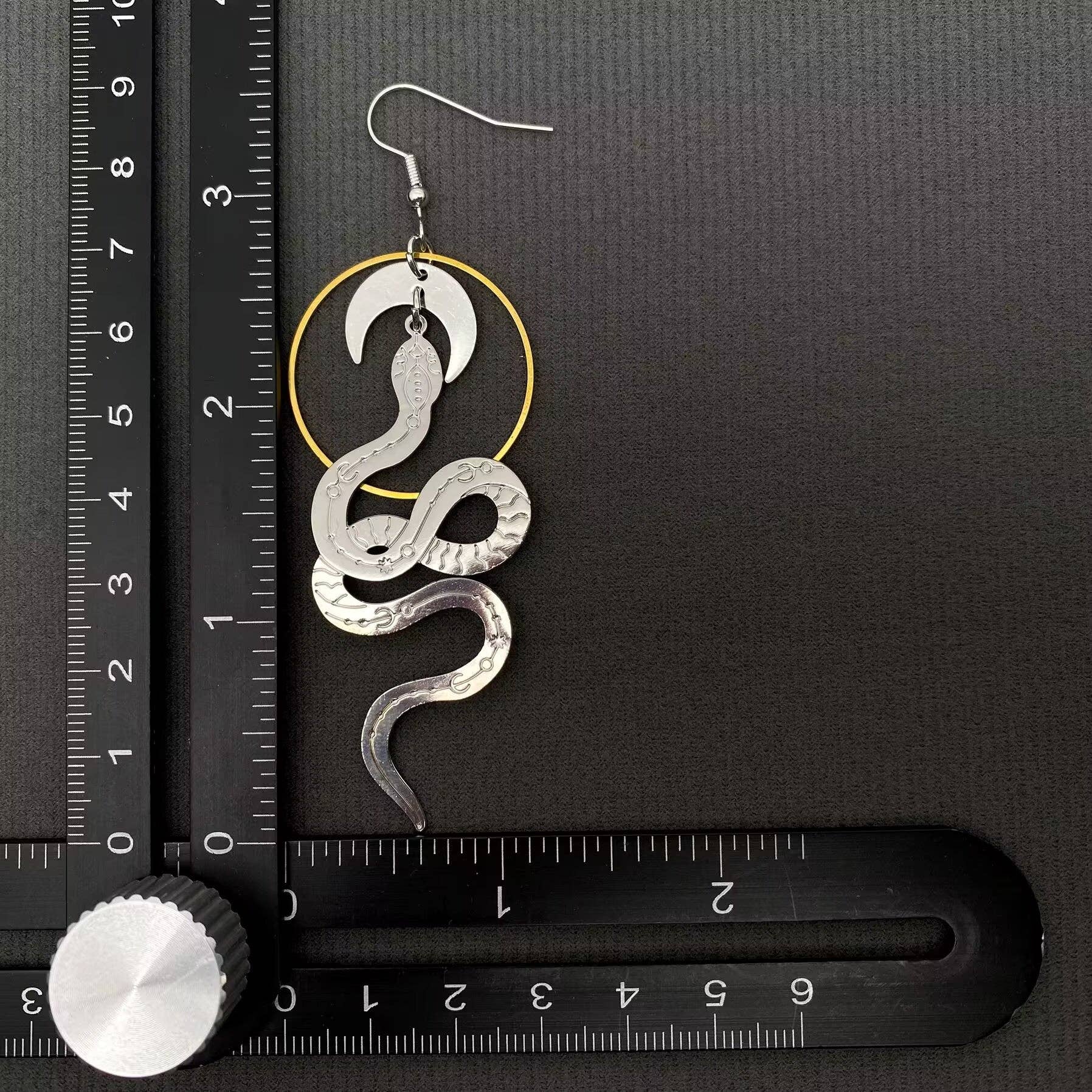 Two-tone Snake Dangle Earrings
