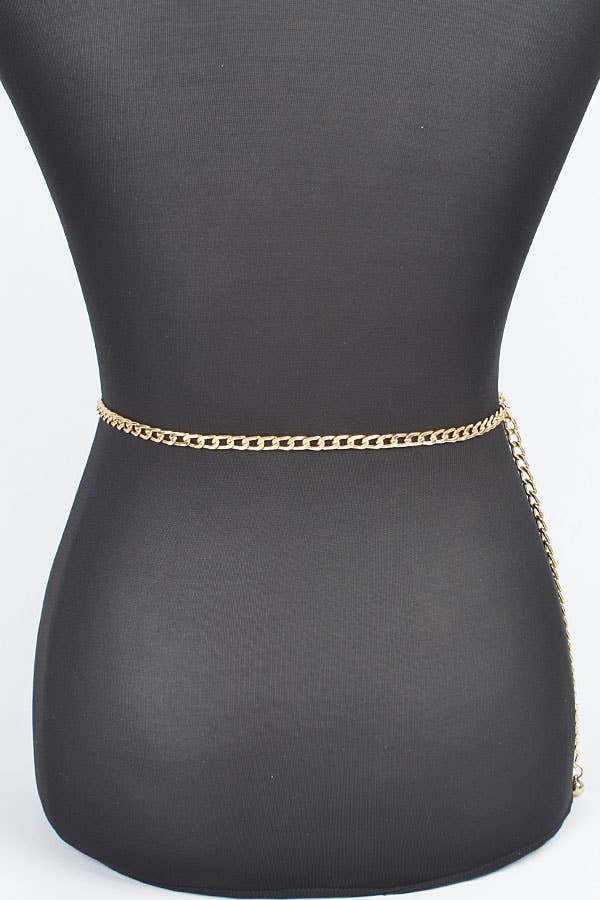 Multi Layered Metal Plus Size Chain Belt gold